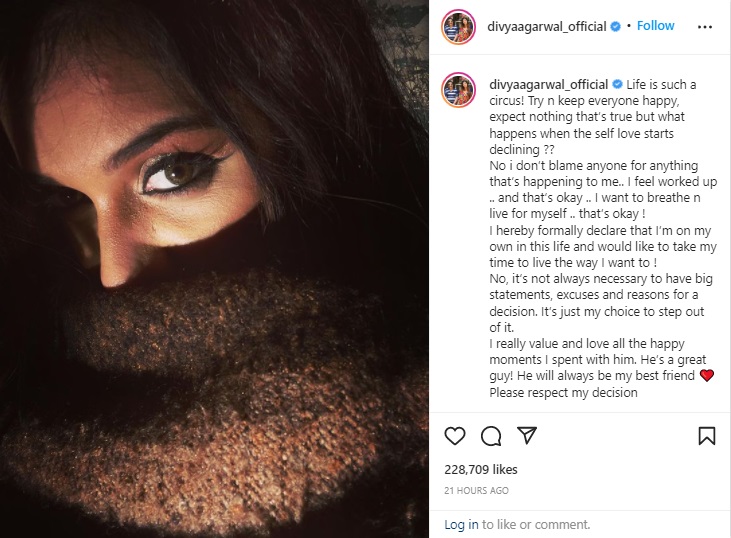 Divya Agarwal Boyfriend Varun Sood Broke Up, Fans Were Shocked To Hear The News-Pic Credit Instagram