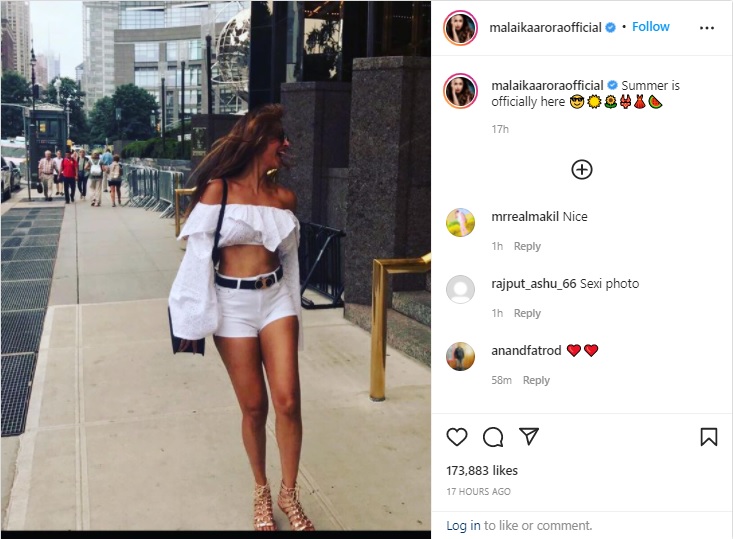 Malaika Arora Instagram Updates-Malaika Arora's Spring Examine White Shorts-Crop Top, Fans Said - Looking Best-Pic Credit Instagram